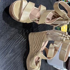 Raquel Metallic Platform Ugg ankle heel sandal